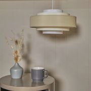 Picture of Fabric Lampshade Tiered Pendant Light: Easy Fit for 35cm Ceiling with LED Bulb