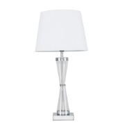 Picture of Contemporary Chrome Hourglass Table Lamp with Fabric Lampshades and LED Bulb - Grey