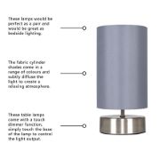 Picture of 24cm Chrome Touch Table Lamp with LED Bulb and Lampshade