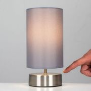 Picture of 24cm Chrome Touch Table Lamp with LED Bulb and Lampshade