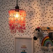 Picture of Pink Hearts & Butterflies: Nursery Pendant Lampshade with Ceiling Light Shade