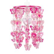 Picture of Pink Hearts & Butterflies: Nursery Pendant Lampshade with Ceiling Light Shade