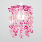 Picture of Pink Hearts & Butterflies: Nursery Pendant Lampshade with Ceiling Light Shade