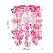 Picture of Pink Hearts & Butterflies: Nursery Pendant Lampshade with Ceiling Light Shade