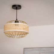 Picture of Rattan Wicker Band Metal Wire Lampshade Pendant Shade with LED Light Bulb