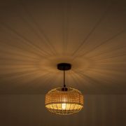 Picture of Rattan Wicker Band Metal Wire Lampshade Pendant Shade with LED Light Bulb