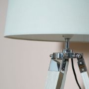 Picture of Modern Wooden Tripod Lamp with Tapered Cotton Shade and LED Bulb