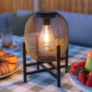 Picture of Solar-Powered Mesh Globe Lantern Black Table Lamp for Garden Decor with IP44 Rating