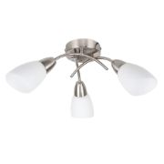 Picture of Ceiling Light Fitting Brushed Chrome 3 Arm Crossover Shades Lampshades LED Bulbs