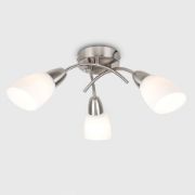 Picture of Ceiling Light Fitting Brushed Chrome 3 Arm Crossover Shades Lampshades LED Bulbs