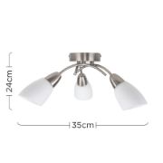 Picture of Ceiling Light Fitting Brushed Chrome 3 Arm Crossover Shades Lampshades LED Bulbs