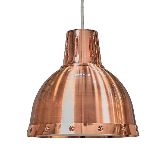 Picture of Metallic Ceiling Pendant with Copper Domed Lampshade Effortless Living Room Lighting Solution