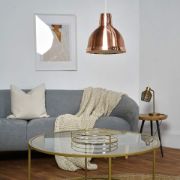 Picture of Metallic Ceiling Pendant with Copper Domed Lampshade Effortless Living Room Lighting Solution