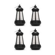 Picture of Set of Four Solar-Powered Hanging Lanterns: Outdoor Garden Decor with LED Lights