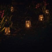 Picture of Set of Four Solar-Powered Hanging Lanterns: Outdoor Garden Decor with LED Lights