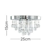 Picture of Modern Chrome & Crystal Flush Ceiling Light with Acrylic Jewel Droplets and LED