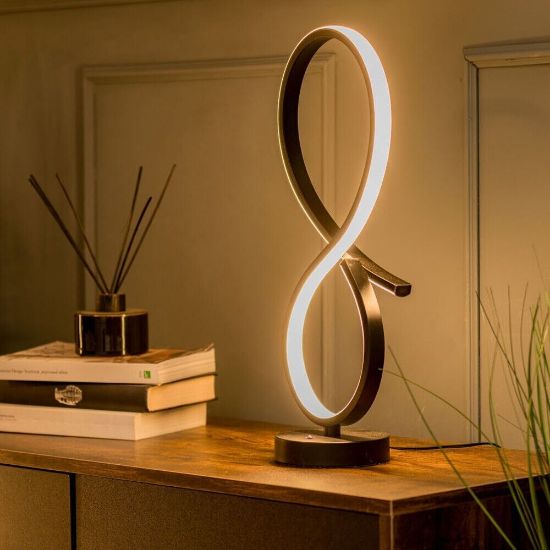 Picture of Black Swirl LED Table Lamp: Warm White Glow for Living Room or Bedside Touch Light