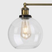 Picture of Metal Ceiling Light Fitting Clear Glass Globe Shades Industrial 3 Way Lighting