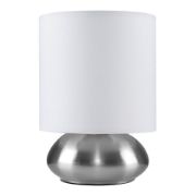 Picture of Bedside Touch Table Lamp Chrome 21.5CM Tall Lights Fabric Shades LED Bulb