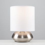 Picture of Bedside Touch Table Lamp Chrome 21.5CM Tall Lights Fabric Shades LED Bulb