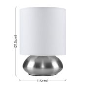 Picture of Bedside Touch Table Lamp Chrome 21.5CM Tall Lights Fabric Shades LED Bulb