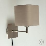 Picture of Square Fabric Lampshades: Stylish Hotel Design Bedside Lights with Plug-In Wall Fitting