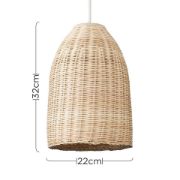 Picture of Scandi Boho Rattan Pendant Lampshade Easy-Fit Natural Wicker Ceiling Light Shade