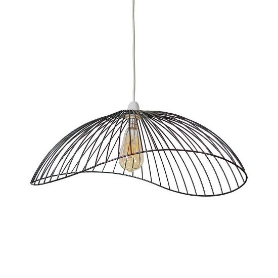 Picture of Modern Black Wavy Wire Pendant Light Fixture with LED Compatibility