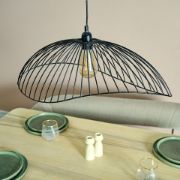 Picture of Modern Black Wavy Wire Pendant Light Fixture with LED Compatibility