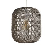 Picture of Grey Rope Pendant Lampshade with Natural Light Effect: Effortless Installation for LED Bulb