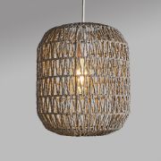 Picture of Grey Rope Pendant Lampshade with Natural Light Effect: Effortless Installation for LED Bulb