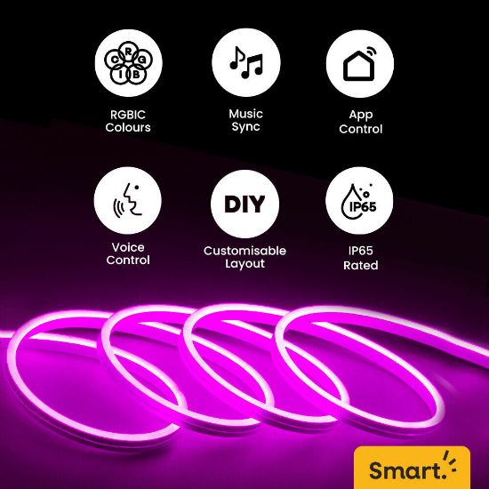 Picture of Dynamic LED Neon Rope Lights: Flexible Strip with Color Changing, Music Sync, and App Control