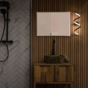 Picture of Versatile LED Wall Fixture: Black Twist Design, Neutral White Light for Indoor and Outdoor Use