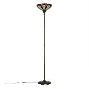 Picture of Antique Brass Tiffany Style Floor Lamp: Timeless Elegance and Upward Lighting