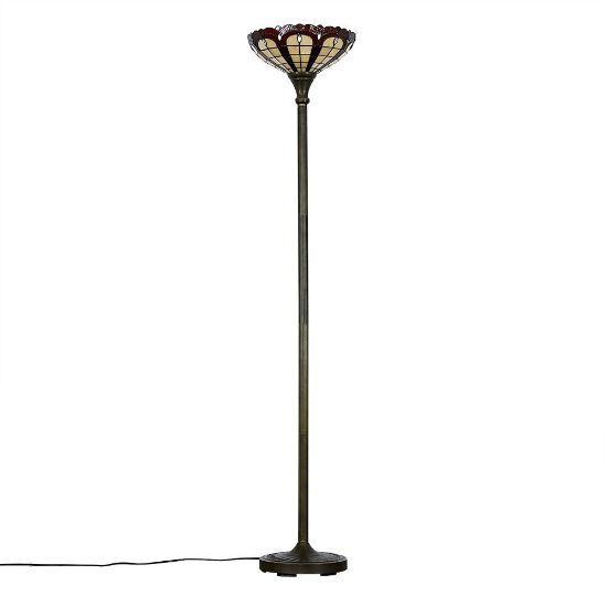 Picture of Antique Brass Tiffany Style Floor Lamp: Timeless Elegance and Upward Lighting