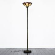 Picture of Antique Brass Tiffany Style Floor Lamp: Timeless Elegance and Upward Lighting