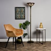 Picture of Antique Brass Tiffany Style Floor Lamp: Timeless Elegance and Upward Lighting