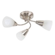 Picture of 3-Light Brushed Chrome Ceiling Fixture with Semi Flush Mount and Frosted Shades