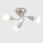 Picture of 3-Light Brushed Chrome Ceiling Fixture with Semi Flush Mount and Frosted Shades