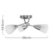 Picture of 3-Light Brushed Chrome Ceiling Fixture with Semi Flush Mount and Frosted Shades