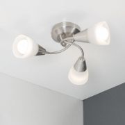 Picture of 3-Light Brushed Chrome Ceiling Fixture with Semi Flush Mount and Frosted Shades