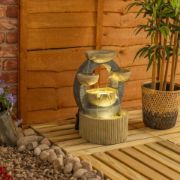 Picture of Outdoor Garden Ornament: Solar-Powered Natural Circles Water Feature Fountain