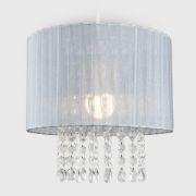 Picture of Drum Ceiling Light Shade Modern Voile Easy Fit Lampshades Jewel Droplets Lights