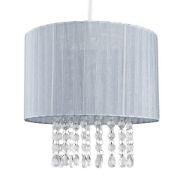 Picture of Drum Ceiling Light Shade Modern Voile Easy Fit Lampshades Jewel Droplets Lights