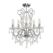 Picture of 5 Way Crystal Chandelier Chrome Ceiling Light Genuine K5 Glass Jewels LED Bulbs