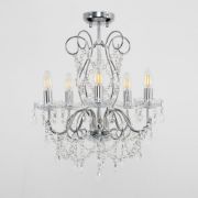 Picture of 5 Way Crystal Chandelier Chrome Ceiling Light Genuine K5 Glass Jewels LED Bulbs