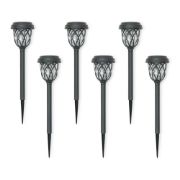 Picture of Pack of 6 Solar Stake Lights Black Diamond Ground Spikes Garden Path Outdoor