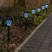 Picture of Pack of 6 Solar Stake Lights Black Diamond Ground Spikes Garden Path Outdoor