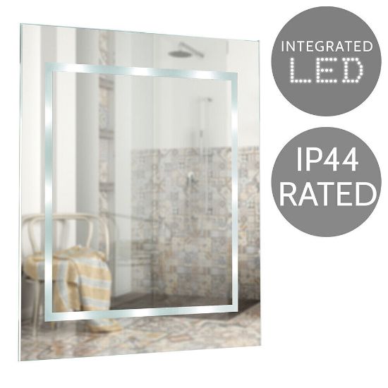 Picture of Modern Battery Operated Illuminated LED Bathroom Wall Mirror Cool White Light