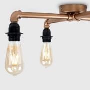 Picture of Industrial Pipe Ceiling Light Fitting Copper Flush 4 Way Living Room Lighting